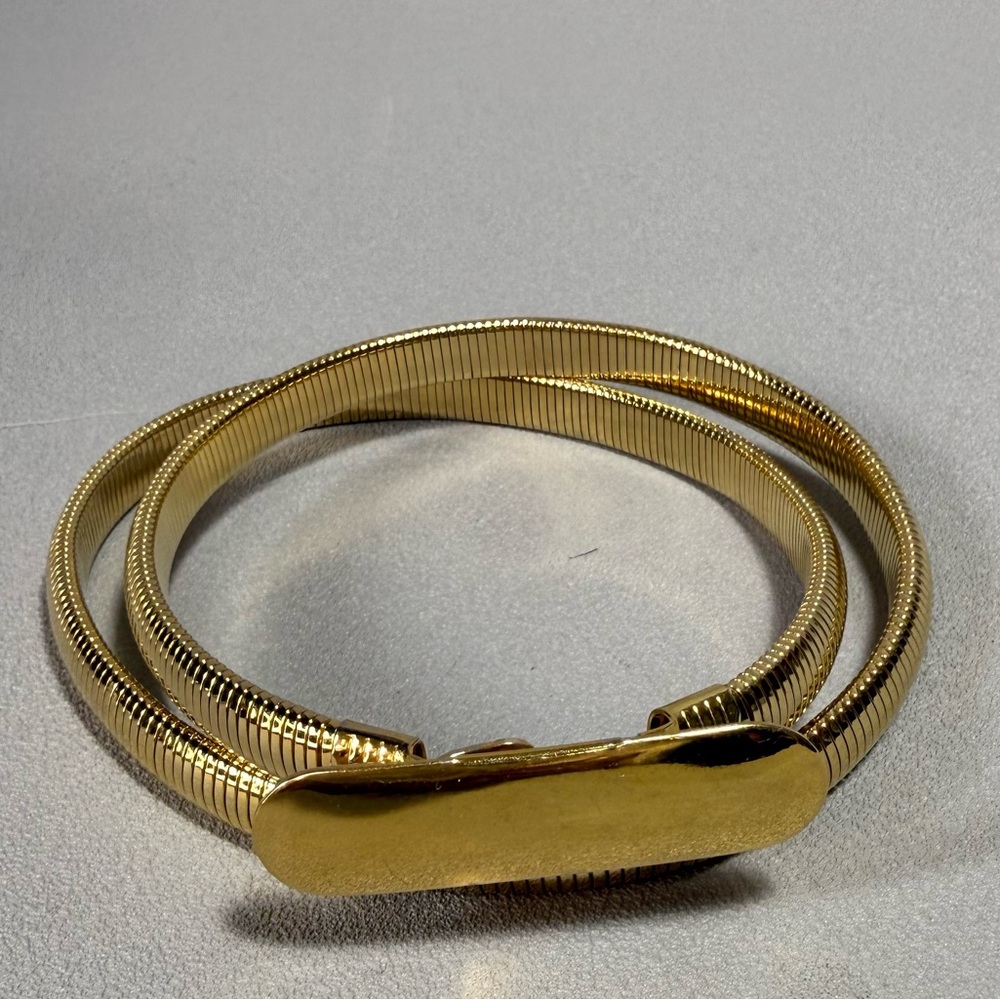 Vintage Gold-Tone Flexible Stretch Snake Chain Skinny Belt